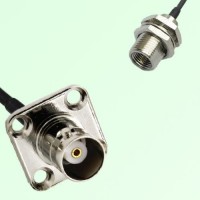 BNC Female 4 Hole Panel Mount to FME Bulkhead Male  RF Cable Assembly