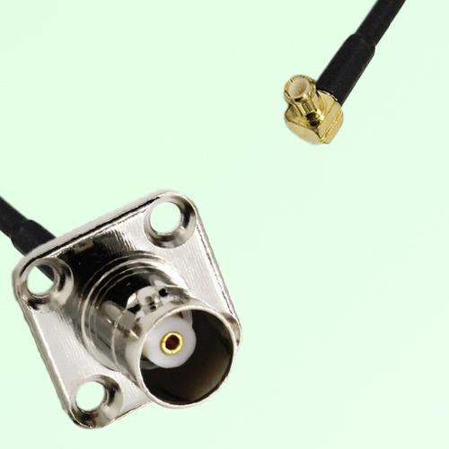 BNC Female 4 Hole Panel Mount to MCX Male RA RF Cable Assembly BNC Female 4 Hole Panel Mount to MCX Male RA RF Cable Assembly