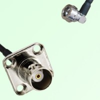 BNC Female 4 Hole Panel Mount to QN Male RA  RF Cable Assembly