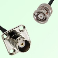 BNC Female 4 Hole Panel Mount to RP BNC Male  RF Cable Assembly