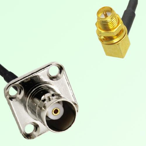 BNC Female Panel Mount to RP SMA Bulkhead Female RA RF Cable Assembly BNC Female Panel Mount to RP SMA Bulkhead Female RA RF Cable Assembly