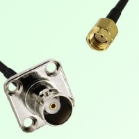 BNC Female 4 Hole Panel Mount to RP SMA Male  RF Cable Assembly