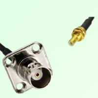 BNC Female 4 Hole Panel Mount to SMB Bulkhead Male  RF Cable Assembly