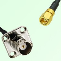 BNC Female 4 Hole Panel Mount to SMC Female  RF Cable Assembly