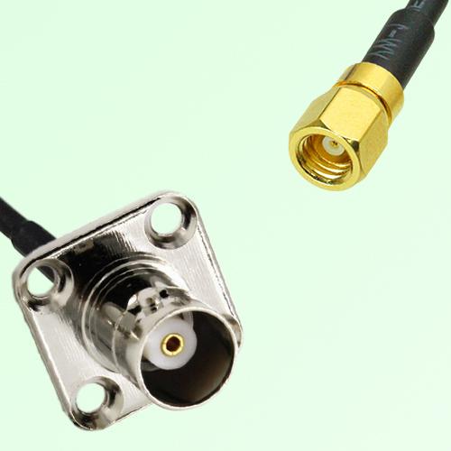 BNC Female 4 Hole Panel Mount to SMC Female RF Cable Assembly BNC Female 4 Hole Panel Mount to SMC Female RF Cable Assembly