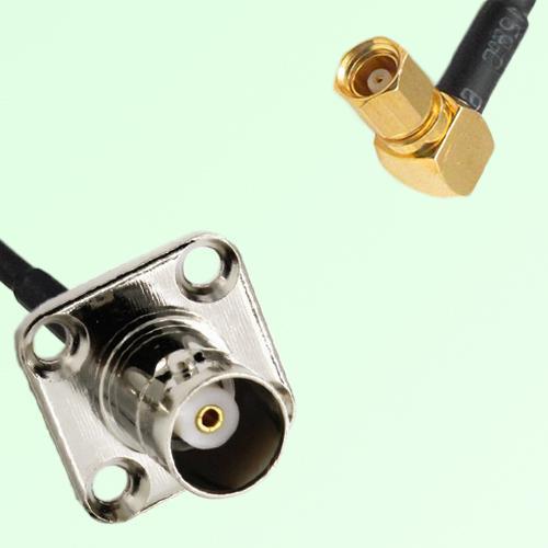 BNC Female 4 Hole Panel Mount to SMC Female RA RF Cable Assembly BNC Female 4 Hole Panel Mount to SMC Female RA RF Cable Assembly