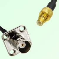 BNC Female 4 Hole Panel Mount to SMC Male  RF Cable Assembly