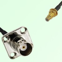 BNC Female 4 Hole Panel Mount to SMC Bulkhead Male  RF Cable Assembly