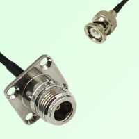 N Female 4 Hole Panel Mount to BNC Male  RF Cable Assembly