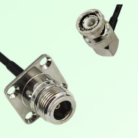 N Female 4 Hole Panel Mount to BNC Male Right Angle  RF Cable Assembly