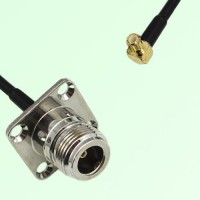 N Female 4 Hole Panel Mount to MCX Male Right Angle  RF Cable Assembly