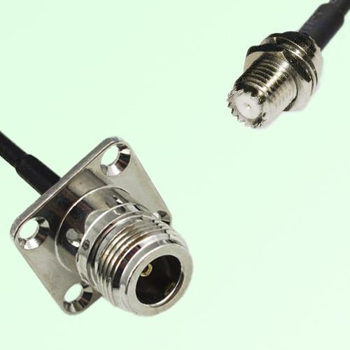 N Female Panel Mount to Mini UHF Bulkhead Female  RF Cable Assembly