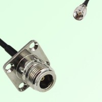 N Female 4 Hole Panel Mount to Mini UHF Male  RF Cable Assembly