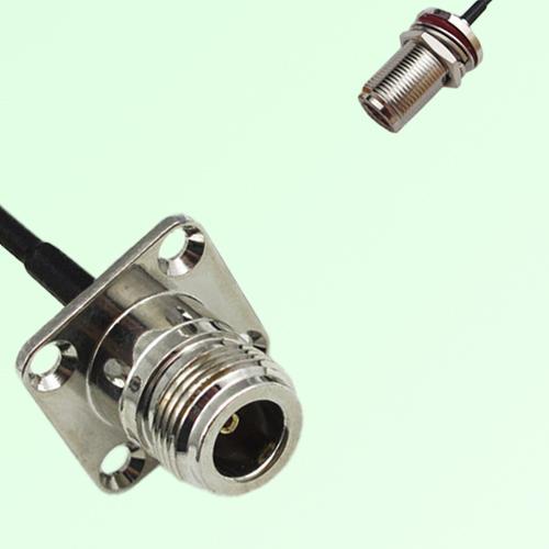 N Female 4 Hole Panel Mount to N Bulkhead Female RF Cable Assembly N Female 4 Hole Panel Mount to N Bulkhead Female RF Cable Assembly