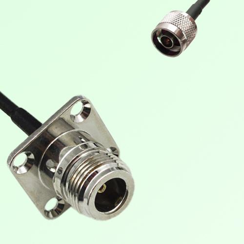 N Female 4 Hole Panel Mount to N Male RF Cable Assembly N Female 4 Hole Panel Mount to N Male RF Cable Assembly