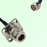 N Female 4 Hole Panel Mount to N Male Right Angle  RF Cable Assembly