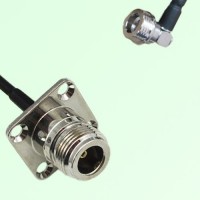 N Female 4 Hole Panel Mount to QN Male Right Angle  RF Cable Assembly