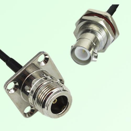 N Female Panel Mount to RP BNC Bulkhead Female  RF Cable Assembly
