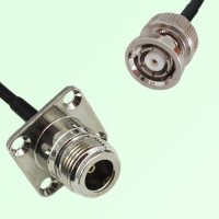 N Female 4 Hole Panel Mount to RP BNC Male  RF Cable Assembly