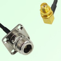 N Female Panel Mount to RP SMA Bulkhead Female RA  RF Cable Assembly