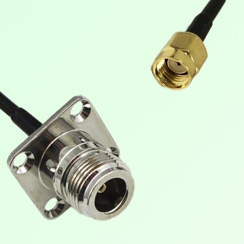 N Female 4 Hole Panel Mount to RP SMA Male RF Cable Assembly N Female 4 Hole Panel Mount to RP SMA Male RF Cable Assembly