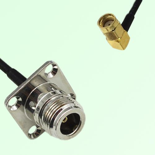 N Female 4 Hole Panel Mount to RP SMA Male RA RF Cable Assembly N Female 4 Hole Panel Mount to RP SMA Male RA RF Cable Assembly