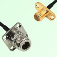 N Female Panel Mount to SMA Female Panel Mount  RF Cable Assembly