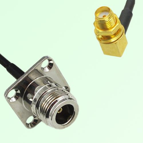 N Female Panel Mount to SMA Bulkhead Female RA  RF Cable Assembly
