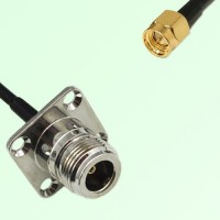 N Female 4 Hole Panel Mount to SMA Male  RF Cable Assembly