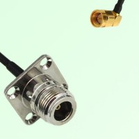 N Female 4 Hole Panel Mount to SMA Male Right Angle  RF Cable Assembly