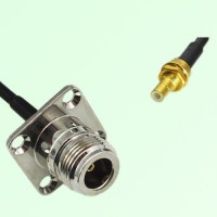 N Female 4 Hole Panel Mount to SMB Bulkhead Male  RF Cable Assembly