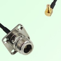 N Female 4 Hole Panel Mount to SMB Male Right Angle  RF Cable Assembly