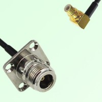 N Female 4 Hole Panel Mount to SMC Male Right Angle  RF Cable Assembly