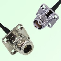 N Female Panel Mount to TNC Female Panel Mount  RF Cable Assembly