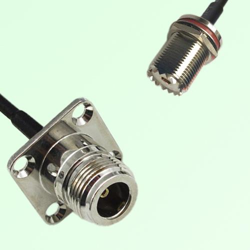 N Female 4 Hole Panel Mount to UHF Bulkhead Female  RF Cable Assembly