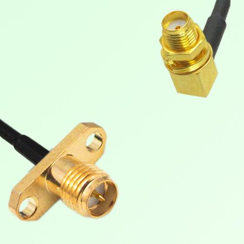 RP SMA Female Panel Mount to SMA Bulkhead Female RA  RF Cable Assembly