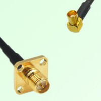 RP SMA Female 4 Hole Panel Mount to MCX Female RA  RF Cable Assembly