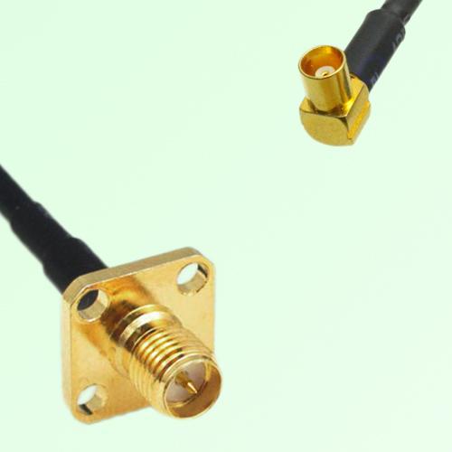 RP SMA Female 4 Hole Panel Mount to MCX Female RA RF Cable Assembly RP SMA Female 4 Hole Panel Mount to MCX Female RA RF Cable Assembly
