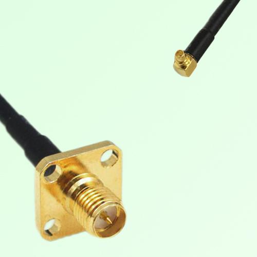 RP SMA Female 4 Hole Panel Mount to MMCX Male RA RF Cable Assembly RP SMA Female 4 Hole Panel Mount to MMCX Male RA RF Cable Assembly