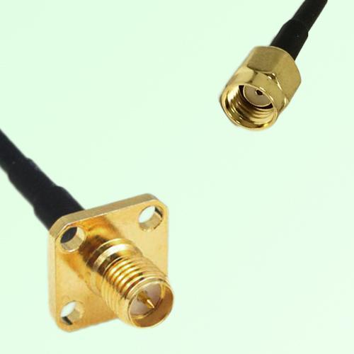 RP SMA Female 4 Hole Panel Mount to RP SMA Male RF Cable Assembly RP SMA Female 4 Hole Panel Mount to RP SMA Male RF Cable Assembly