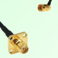 RP SMA Female 4 Hole Panel Mount to SMA Male RA  RF Cable Assembly