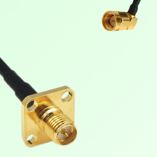 RP SMA Female 4 Hole Panel Mount to SMA Male RA  RF Cable Assembly