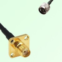 SMA Female 4 Hole Panel Mount to N Male  RF Cable Assembly