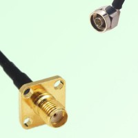 SMA Female 4 Hole Panel Mount to N Male Right Angle  RF Cable Assembly