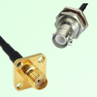 SMA Female Panel Mount to RP BNC Bulkhead Female  RF Cable Assembly