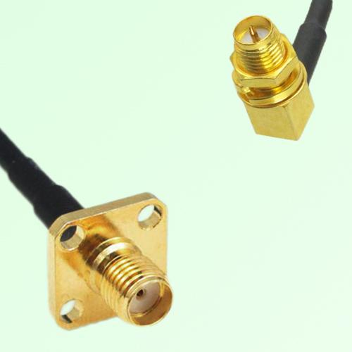 SMA Female Panel Mount to RP SMA Bulkhead Female RA  RF Cable Assembly