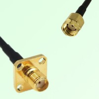 SMA Female 4 Hole Panel Mount to RP SMA Male  RF Cable Assembly