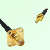 SMA Female 4 Hole Panel Mount to SMB Bulkhead Male  RF Cable Assembly