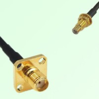 SMA Female 4 Hole Panel Mount to SMC Bulkhead Male  RF Cable Assembly