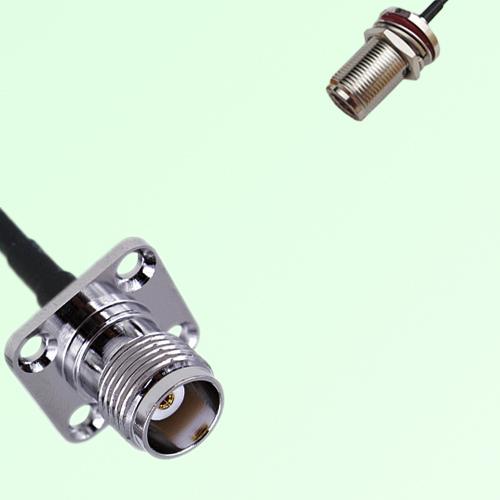 TNC Female 4 Hole Panel Mount to N Bulkhead Female RF Cable Assembly TNC Female 4 Hole Panel Mount to N Bulkhead Female RF Cable Assembly